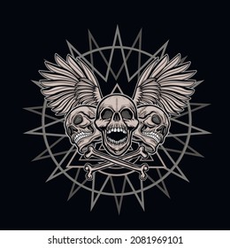 Gothic sign with skull, grunge vintage design t shirts
