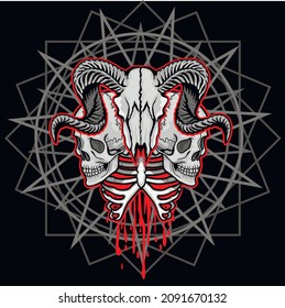 Gothic sign with skull, grunge vintage design t shirts