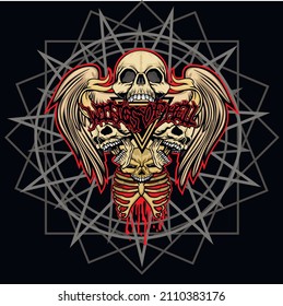 Gothic sign with skull, grunge vintage design t shirts