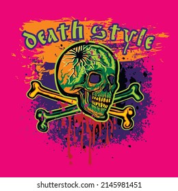Gothic sign with skull, grunge vintage design t shirts