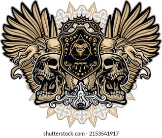 Gothic sign with skull, grunge vintage design t shirts
