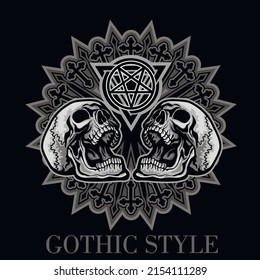 Gothic sign with skull, grunge vintage design t shirts