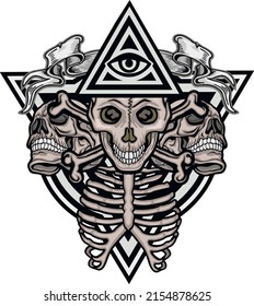 Gothic sign with skull, grunge vintage design t shirts