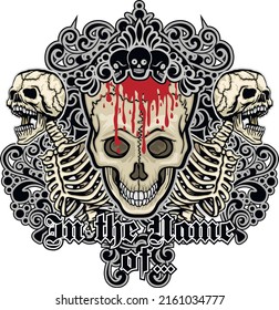Gothic sign with skull, grunge vintage design t shirts