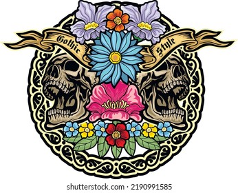 Gothic sign with skull, grunge vintage design t shirts