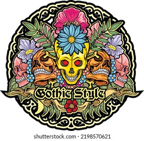 Gothic sign with skull, grunge vintage design t shirts