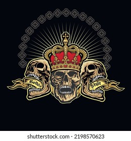Gothic sign with skull, grunge vintage design t shirts
