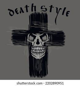 Gothic sign with skull, grunge vintage design t shirts
