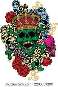 Gothic sign with skull, grunge vintage design t shirts