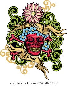 gothic sign with skull, grunge vintage design t shirts