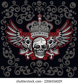Gothic sign with skull, grunge vintage design t shirts