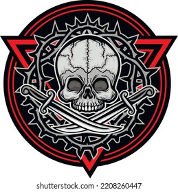 Gothic sign with skull, grunge vintage design t shirts