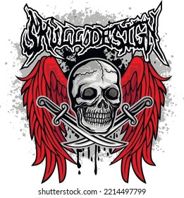 Gothic sign with skull, grunge vintage design t shirts