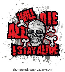 Gothic sign with skull, grunge vintage design t shirts
