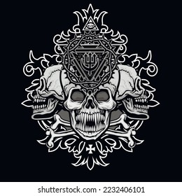 Gothic sign with skull, grunge vintage design t shirts
