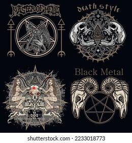 Gothic sign with skull, grunge vintage design t shirts