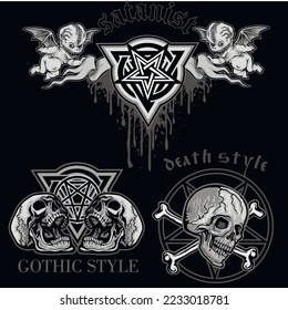 Gothic sign with skull, grunge vintage design t shirts