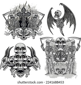 Gothic sign with skull, grunge vintage design t shirts
