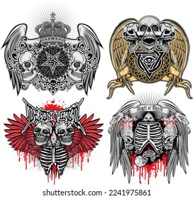 Gothic sign with skull, grunge vintage design t shirts
