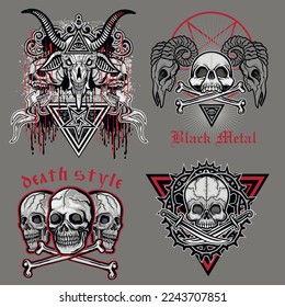 Gothic sign with skull, grunge vintage design t shirts
