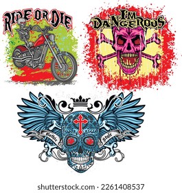 Gothic sign with skull, grunge vintage design t shirts