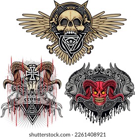 Gothic sign with skull, grunge vintage design t shirts