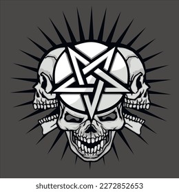 Gothic sign with skull, grunge vintage design t shirts