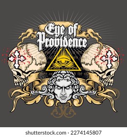 Gothic sign with skull, grunge vintage design t shirts