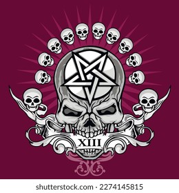 Gothic sign with skull, grunge vintage design t shirts