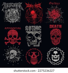 Gothic sign with skull, grunge vintage design t shirts