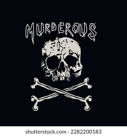 Gothic sign with skull, grunge vintage design t shirts
