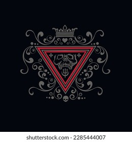Gothic sign with skull, grunge vintage design t shirts
