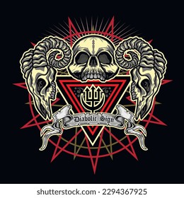 Gothic sign with skull, grunge vintage design t shirts