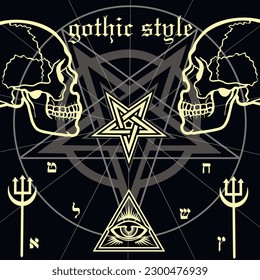 Gothic sign with skull, grunge vintage design t shirts