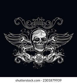 Gothic sign with skull, grunge vintage design t shirts