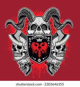 Gothic sign with skull, grunge vintage design t shirts