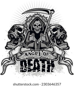 Gothic sign with skull, grunge vintage design t shirts