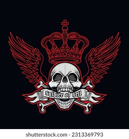 Gothic sign with skull, grunge vintage design t shirts
