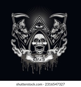 Gothic sign with skull, grunge vintage design t shirts
