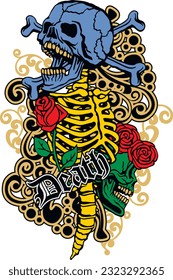Gothic sign with skull, grunge vintage design t shirts