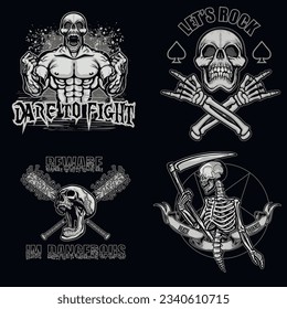 Gothic sign with skull, grunge vintage design t shirts