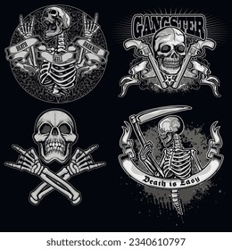 Gothic sign with skull, grunge vintage design t shirts