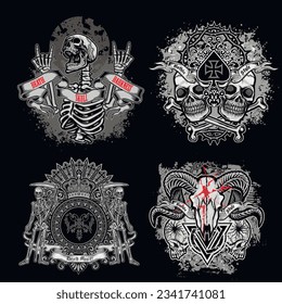 Gothic sign with skull, grunge vintage design t shirts