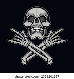 Gothic sign with skull, grunge vintage design t shirts
