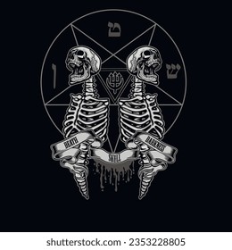 Gothic sign with skull, grunge vintage design t shirts
