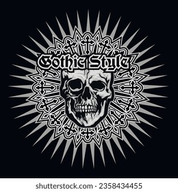 Gothic sign with skull, grunge vintage design t shirts