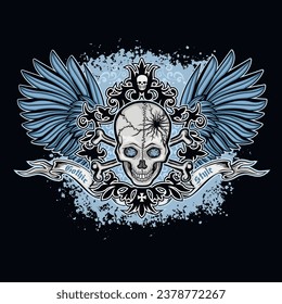 Gothic sign with skull, grunge vintage design t shirts
