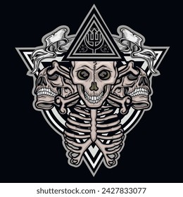 Gothic sign with skull, grunge vintage design t shirts