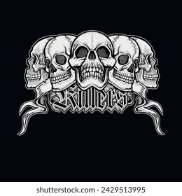 Gothic sign with skull, grunge vintage design t shirts