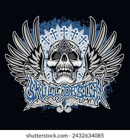 Gothic sign with skull, grunge vintage design t shirts